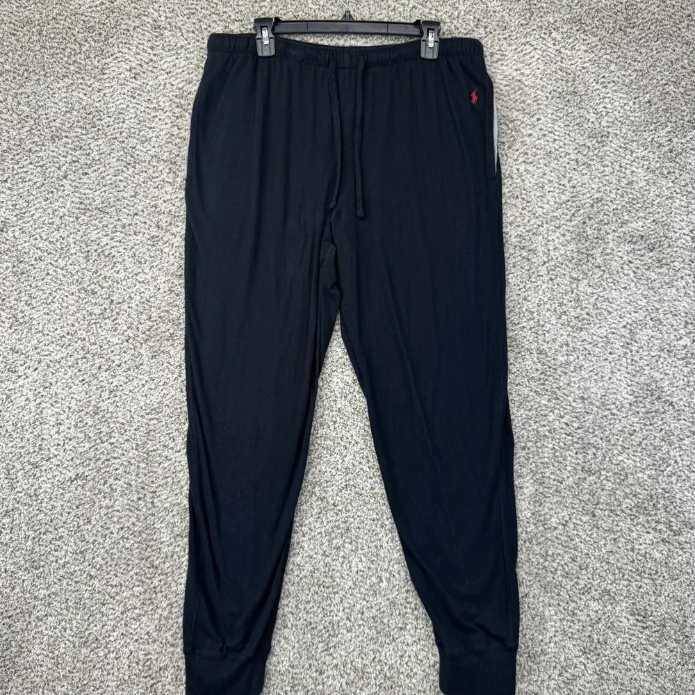 Polo‎ Ralph Lauren Fleece Joggers Mens Size Large Black Lounge Pajama Sweatpants